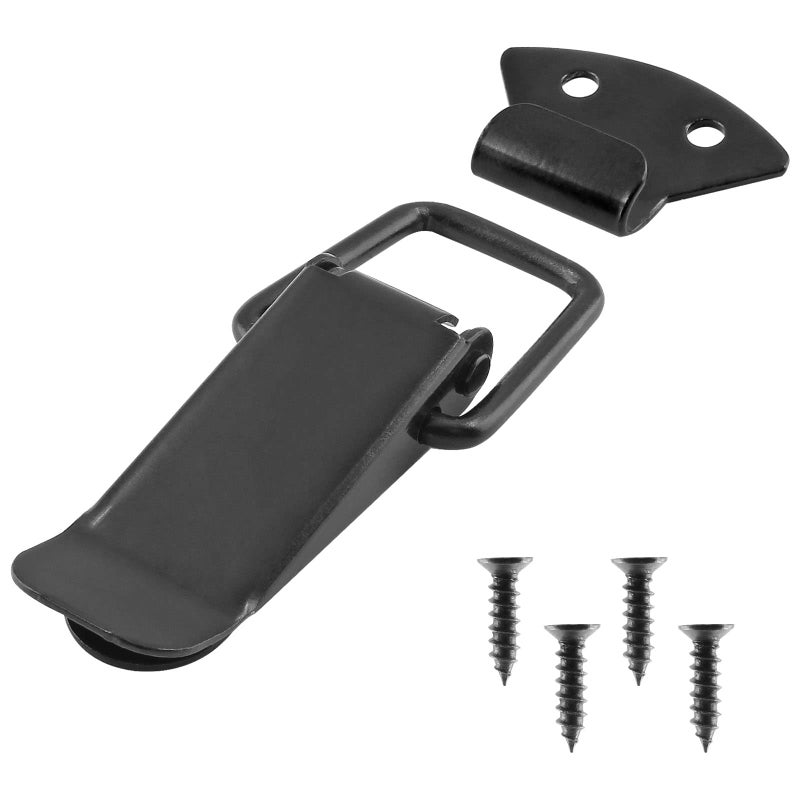 LifCratms 4Pcs Spring Loaded Toggle Latch  3.5"" Black Metal Toggle Latch Catch Hasps Clamp Clip with Screws for Wooden Box  Case  Chest  Cabinet - Image 3
